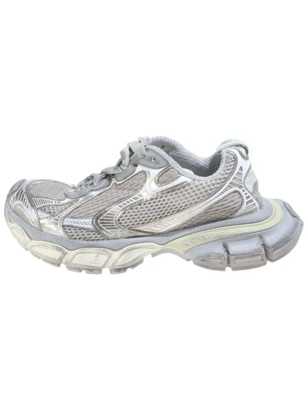 Balenciaga Sneaker Distressed Low Cut Sneakers White Beige